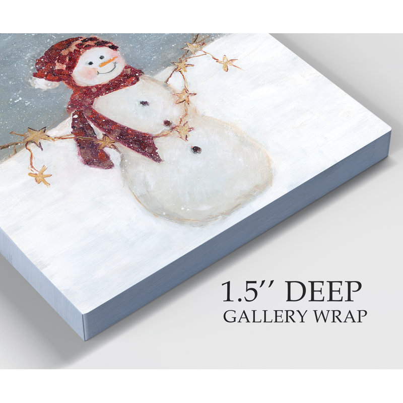 Bonhomme de neige étoilé - reproduction sur toile tendue, H 10 po x l 10 po x P 1,5 po
