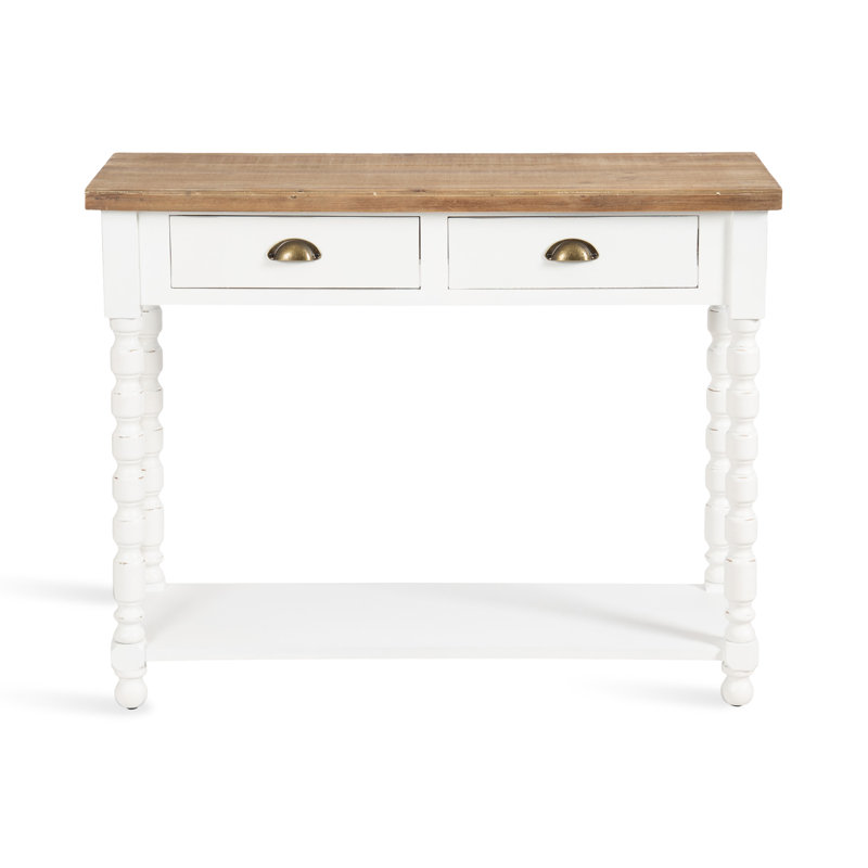 Wooden Console Table with Bonus Storage Shelf, White