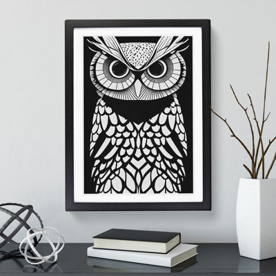 Owl Monochrome No.1 - Single Picture Frame Painting