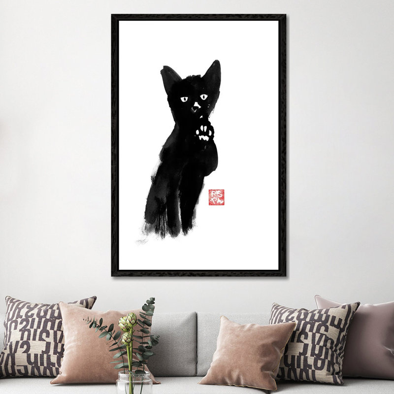 Demanding Cat by Péchane - Print on Canvas, Black Framed, 152.5 cm H x 101.5 cm W