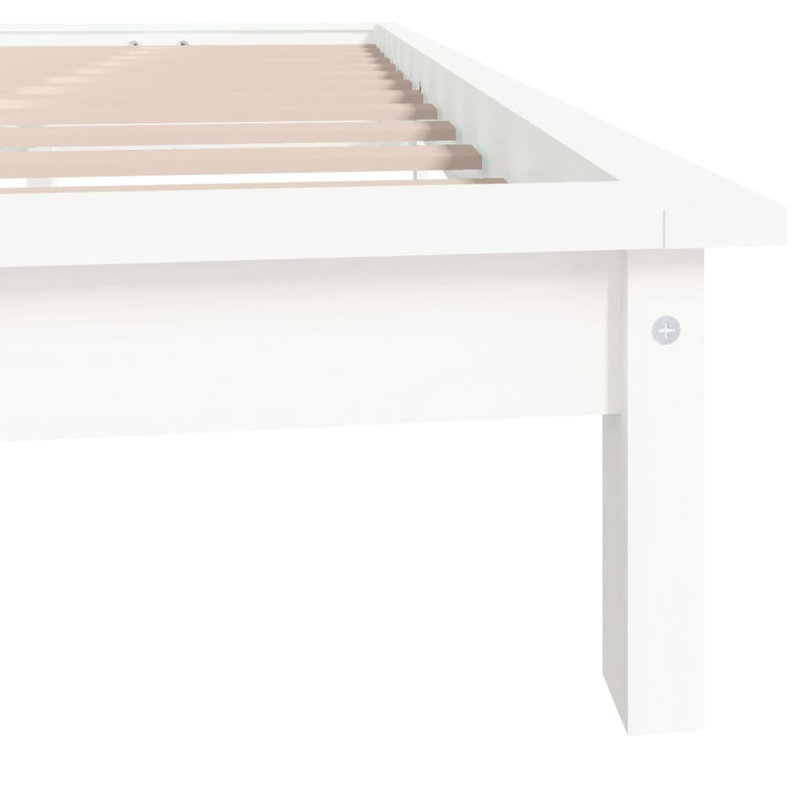 Bed Frame Solid Wood, 160 x 200 cm, White
