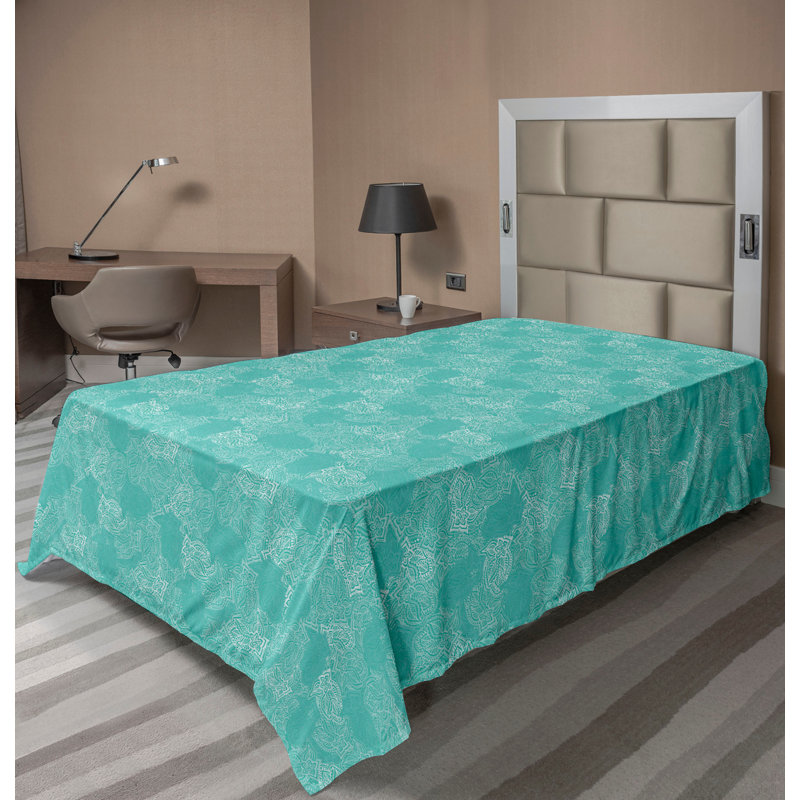 Drap plat moderne de style bohème Ambesonne, Drap plat pour lit simple TG, Turquoise Deep Sky Blue Abstract