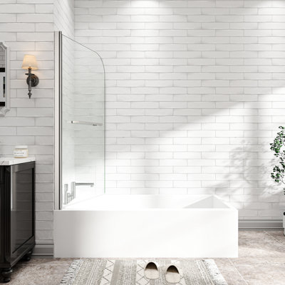 Porte de douche pivotante en nickel brossé de 31 po à 32 po x 55 po à 180 po, configuration réversible, fixation de la baignoire en verre facile à nettoyer et à l'épreuve des nanoparticules, fonction traitée