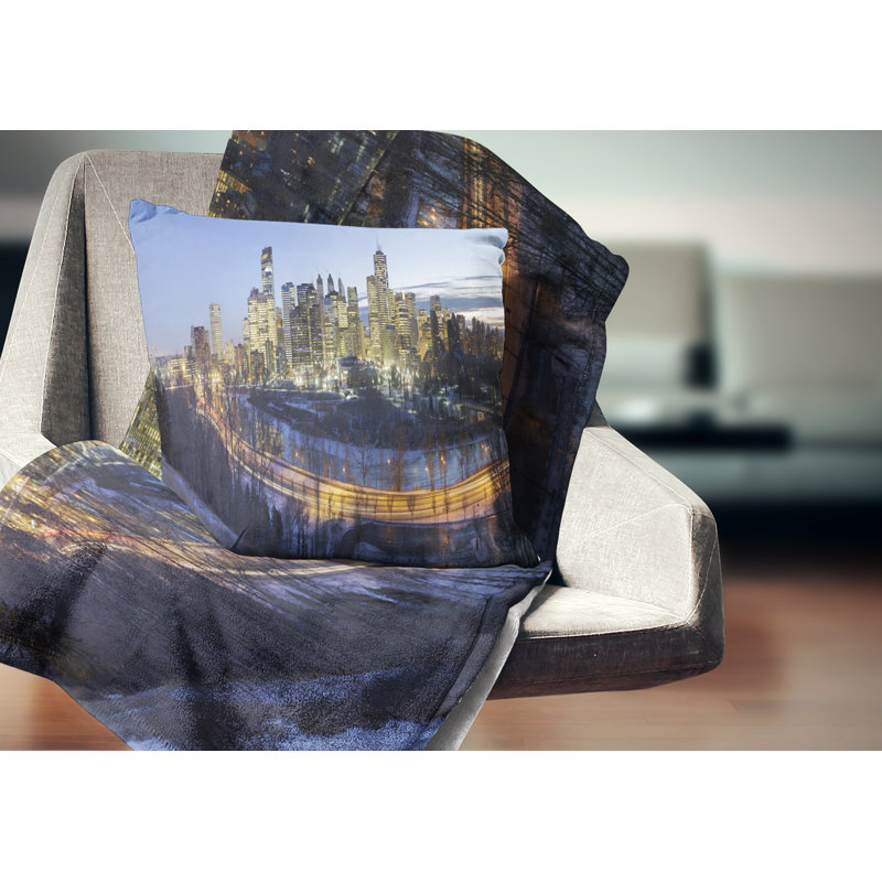 Centre-ville de Calgary - oreiller imprimé paysage urbain, 16 po x 1 po, Coussin décoratif