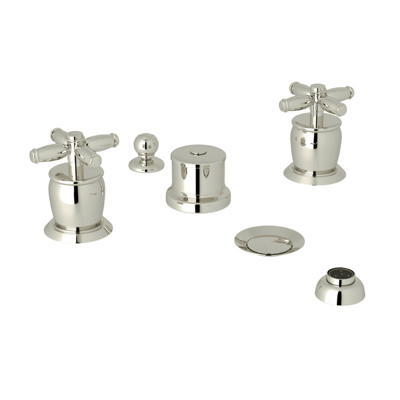 Michael Berman Double Handle Widespread Vertical Bidet Faucet, Polished Nickel