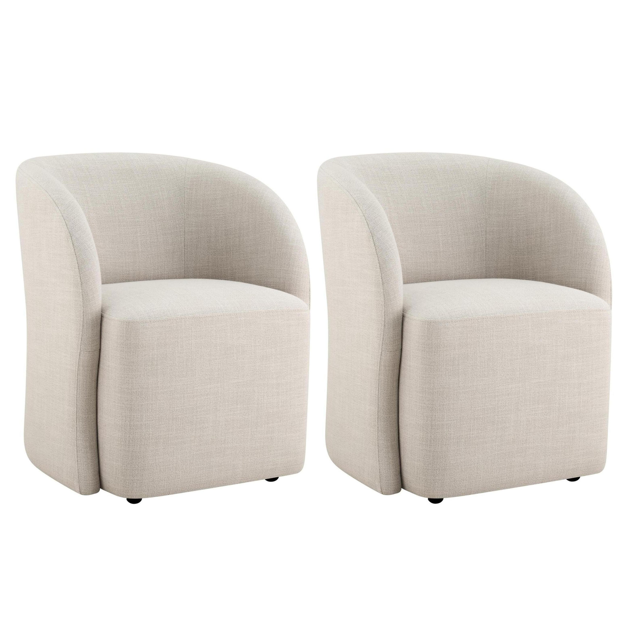 Delia Caster Dining Chair (Set of 2), Effie Linen Performance Linen