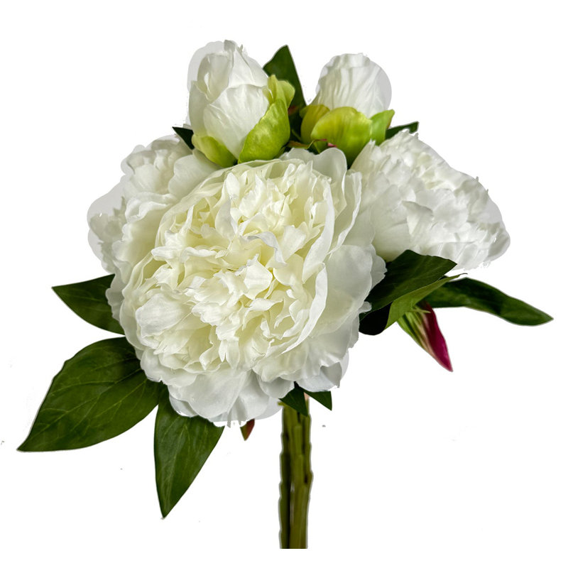 Bouquet de pivoines blanc crème et raphia