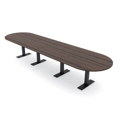 Racetrack Shaped Conference Table with Metal T Base
