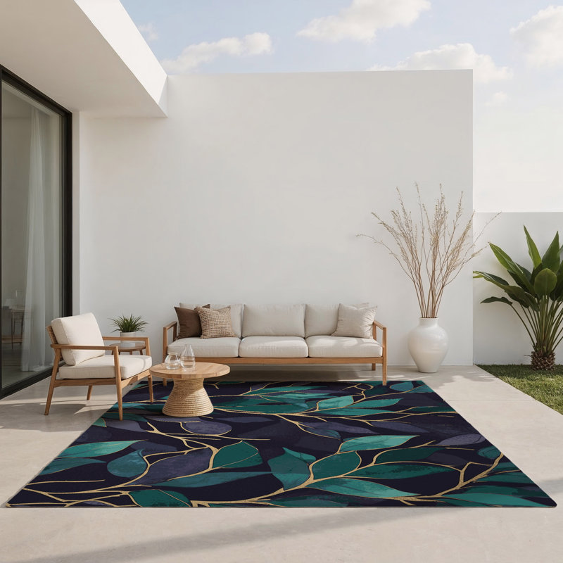 Tapis intérieur et extérieur Gilded Underbrush, Rectangle 3' x 5'