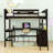 Wood Loft Bed with Desk and Shelves-123247229-70556375