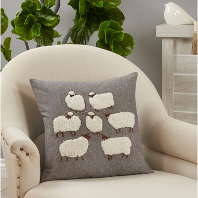 Farmland Collection Embroidered Cotton Pillow Cover
