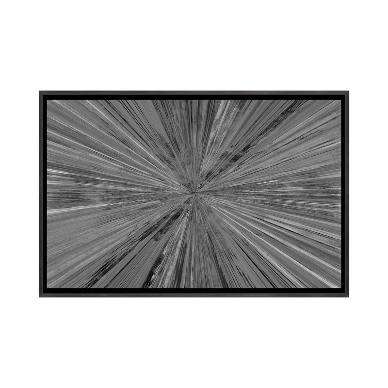 Lumière chatoyante I, H 26 po x l 40 po, Toile à cadre flottant noir patiné, Noir / blanc inversé