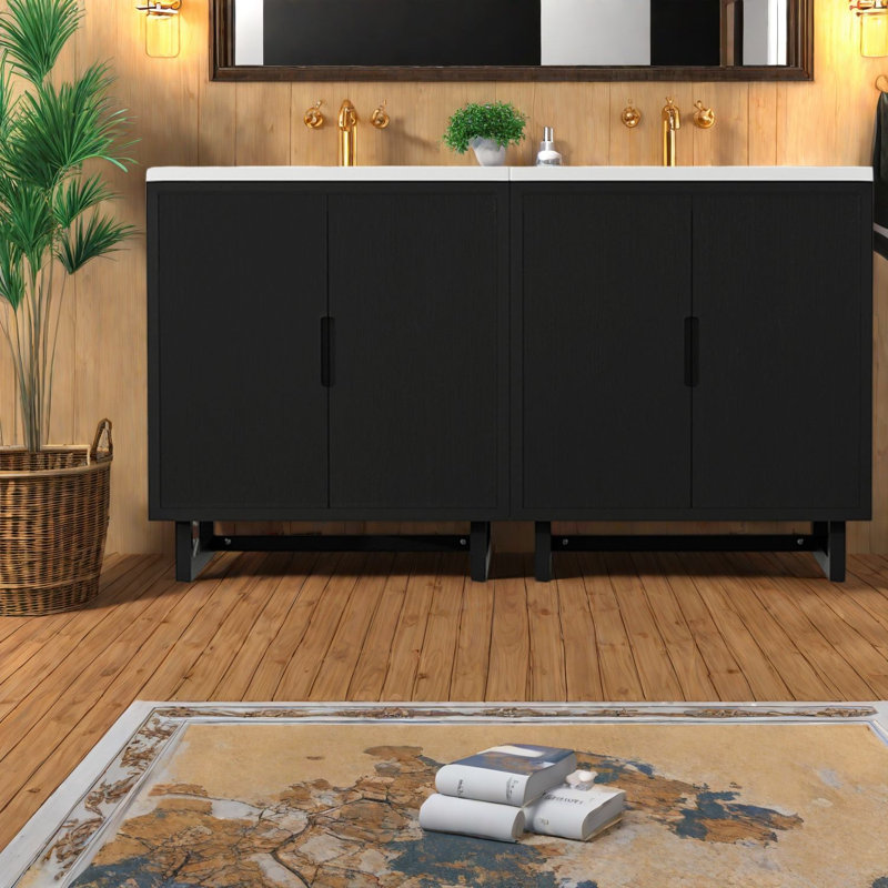 Rangement en bois aggloméré noir moderne