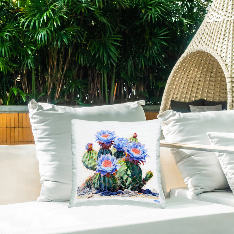 Coussin d'extérieur Cactus with Blue Blooms