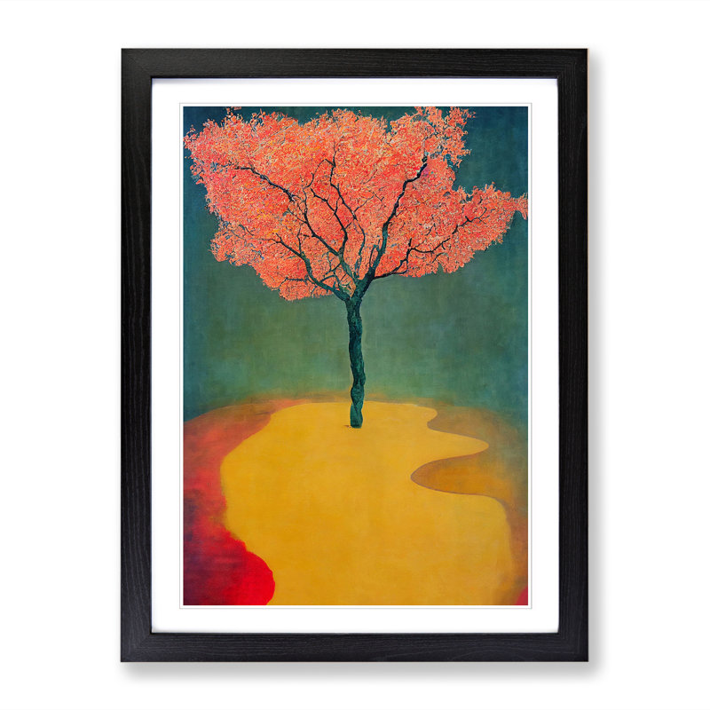 Peach Tree Painting - Single Picture Frame Painting, 34cm H x 25cm W x 2cm D, Oak