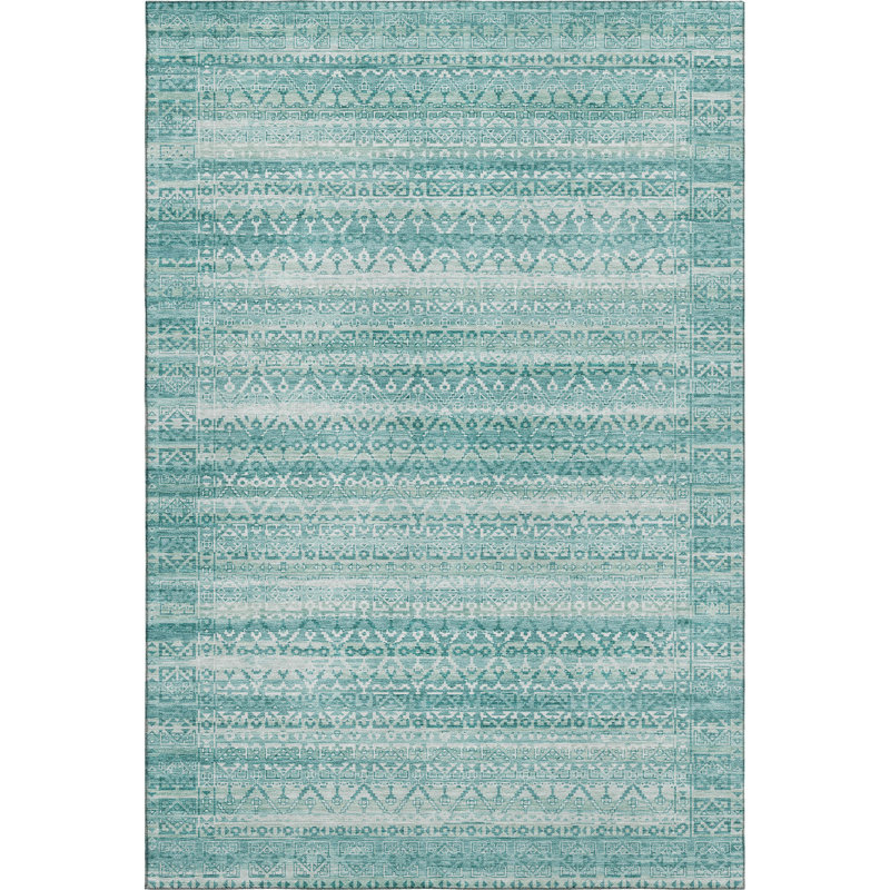 Premium Machine Washable Mayfield AMF2101 Striped Rug, Sky, 8' x 10'