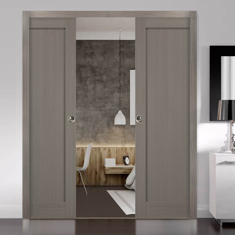 Portes coulissantes à panneaux Quadro, 60 po x 84 po, Gris cendré