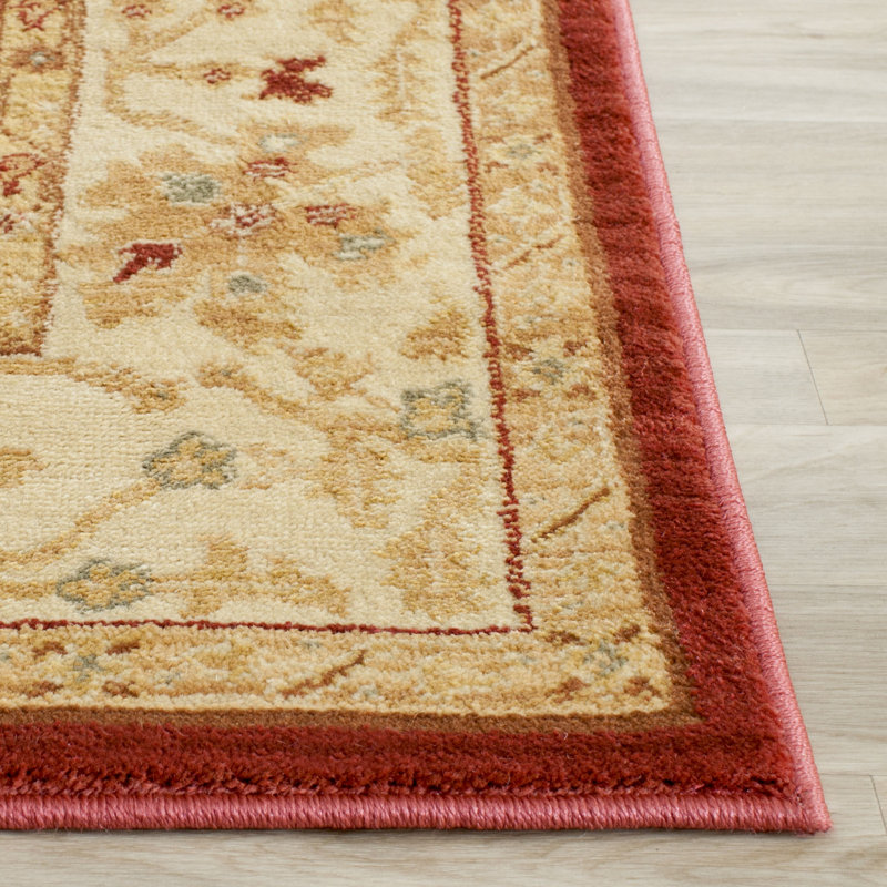 Tapis rouge / crème Hlm1739, Rectangle 6 pi 7 po x 9 pi 1 po