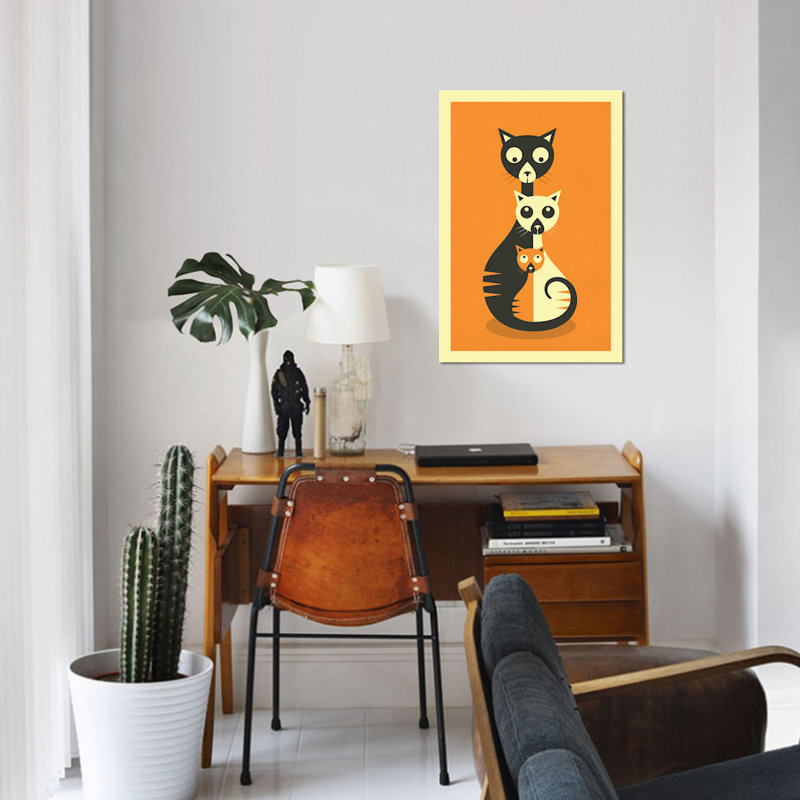 « assis chats », impression encadrée sur toile, H 12 po x l 8 po x P 0,75 po