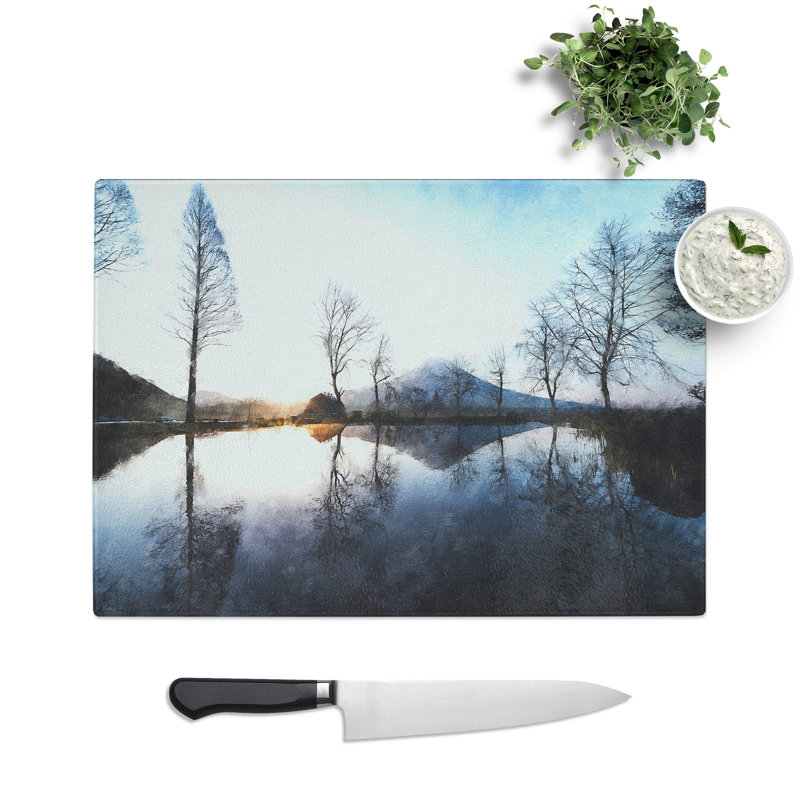 Tempered Glass Mount Fuji in Fujinomiya Japan Chopping Board, 20 cm x 28.5 cm