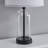 22" H Black Modern Clear Glass Bedside Table Lamp Set