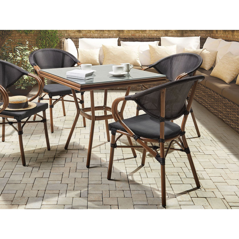 Genie Stacking Patio Dining Armchair with Cushion, Black