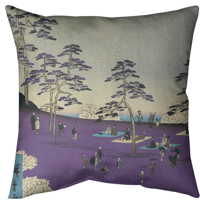Utagawa Hiroshige Reversible Pillow Cover, Purple, Cotton Twill