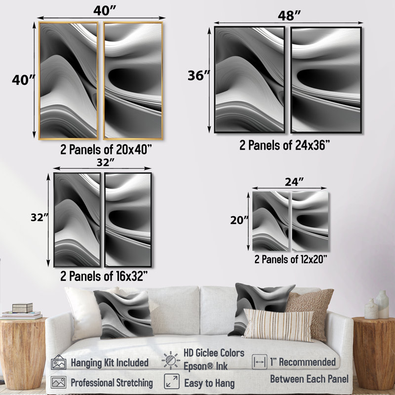 «White Black Infinite Ripples - Abstract Modern Waves», reproduction d'art sur toile, H 20 po x l 24 po, Crème, crème