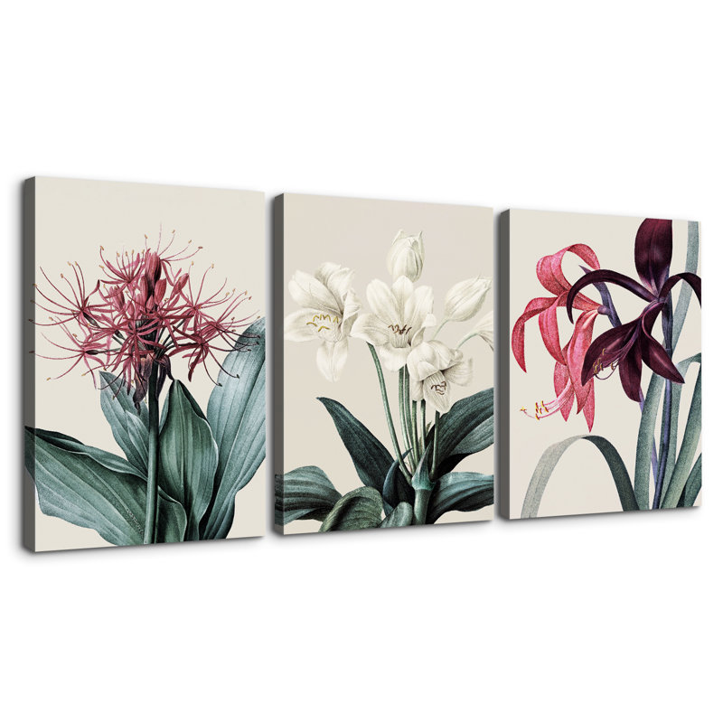 «Flower Blossoming», impression sur bois 3 pièces, H 18 po x l 24 po x P 4,5 po