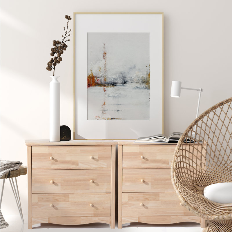 Natural Rubberwood Three-Drawer Cabinet (1Pc)