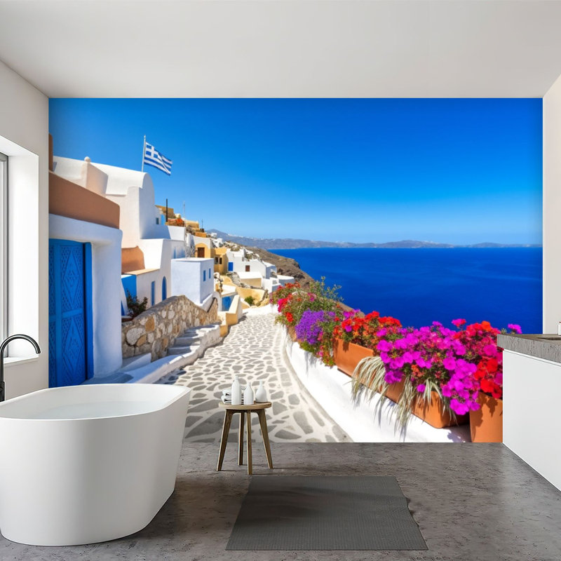 Papier peint auto-adhésif Santorini, Grèce, L 144 po x l 100 po