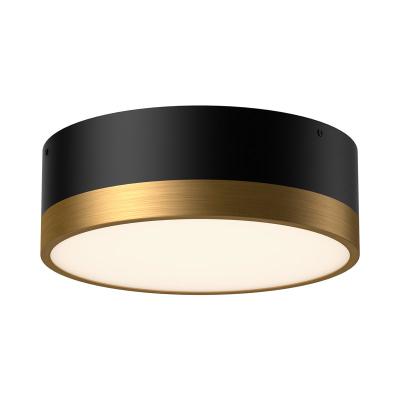 Mossy 2 Light Flush Mount, Aged Gold/Matte Black