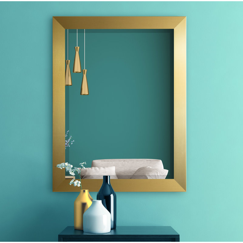 Miroir biseauté moderne / contemporain Ungar, H 45,5 po x l 39,5 po x P 0,75 po, Doré