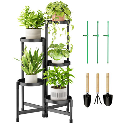 5 Tier Metal Plant Stand Indoor, Tiered Flower Pot Display Stand by Latitude Run