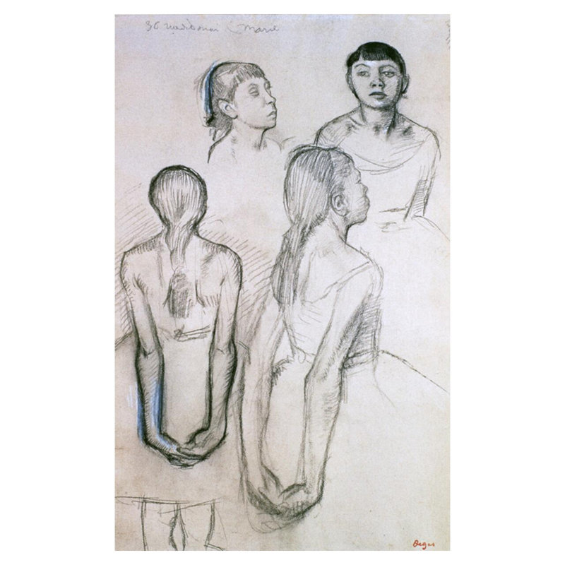 Quatre études sur les danseurs par Edgar Degas - Estampe numérique, H 40 po x l 32 po