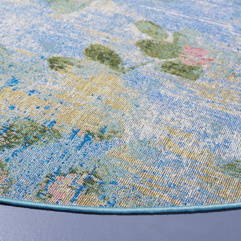 Barbados 500 Performance Floral Indoor/Outdoor Area Rug, Round 6'6"