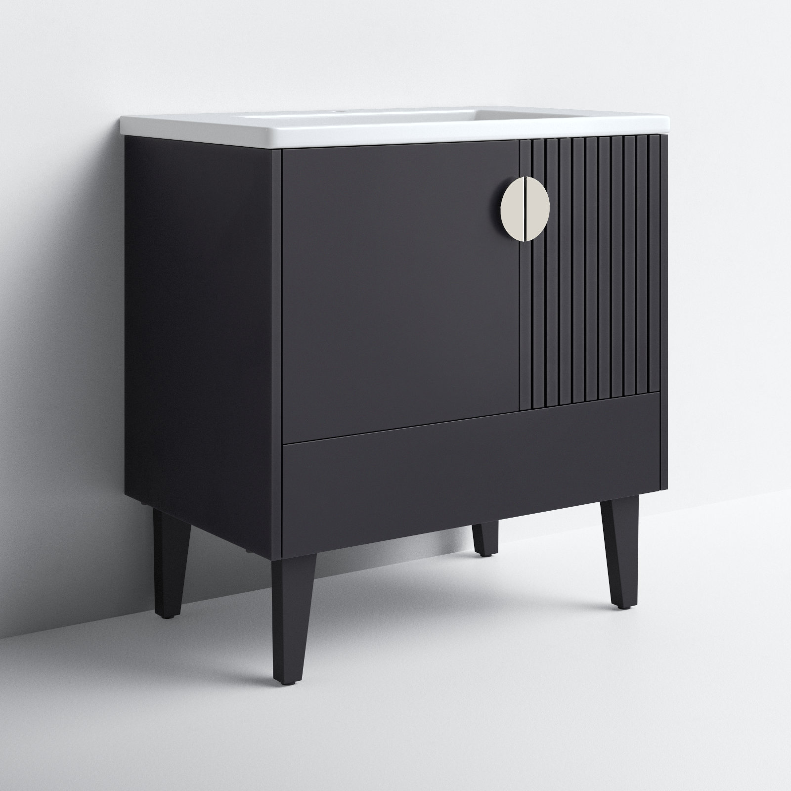 Saimah 30'' Single Bathroom Vanity, Black, Satin Nickel