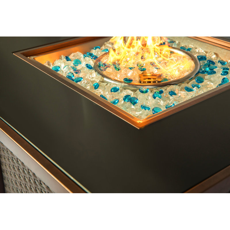 Bareen Square Powder Coated Steel Propane Smokeless Fire Pit Table with Hidden Fuel Tank
