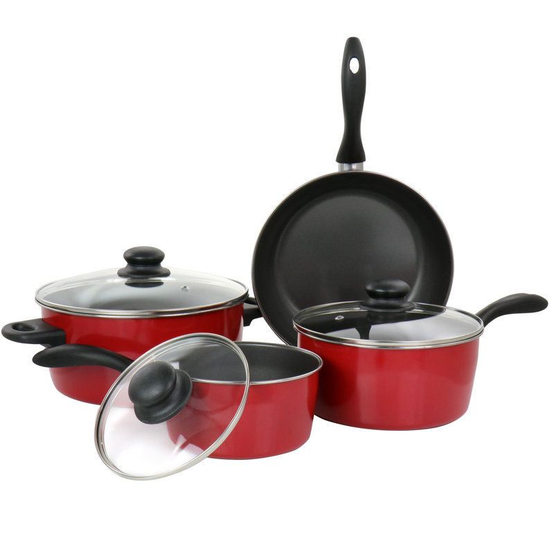 Batterie de cuisine antiadhésive en acier au carbone 7 pièces Gibson Home Armada