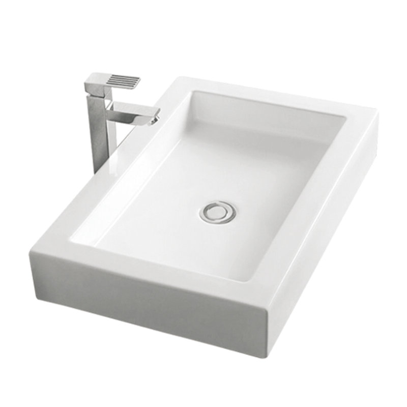 KDK HOME 15.75'' White Vitreous China Rectangular Bathroom Sink with Overflow