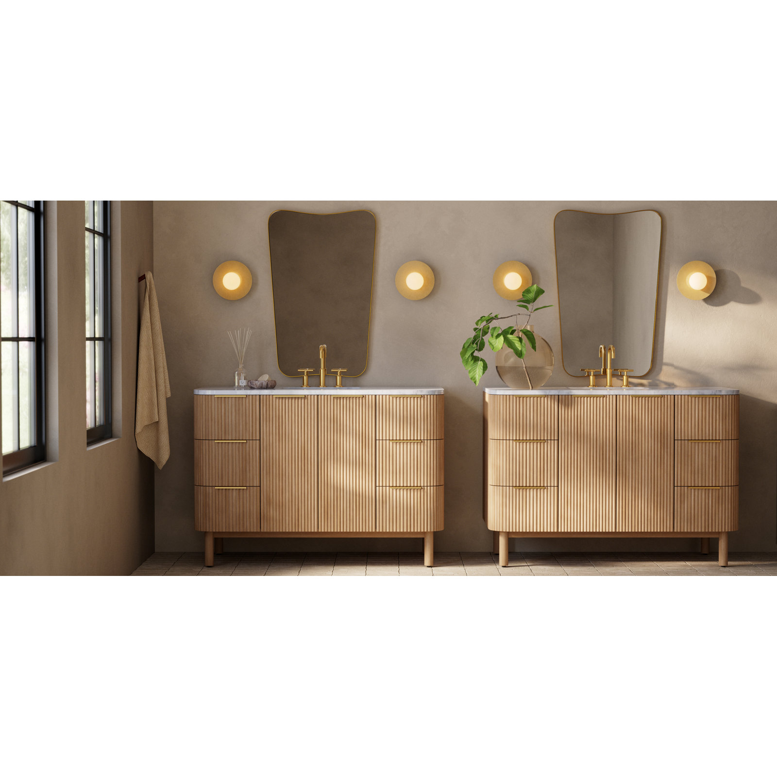 Allegra Single Light Glass Dimmable Flush Mounted Sconce, Burnished Brass