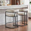 Ensemble de 2 tabourets de bar en chenille avec accoudoirs et structure en métal-988042274