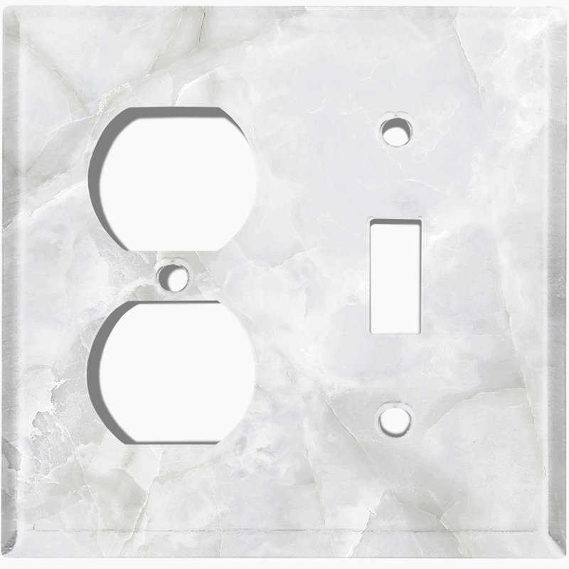 Patterned 2 - Gang Standard Combination Wall Plate, Gray/White