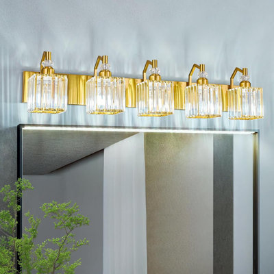 Luminaire de meuble-lavabo moderne avec abat-jour en cristal, installation sur miroir, installation facile