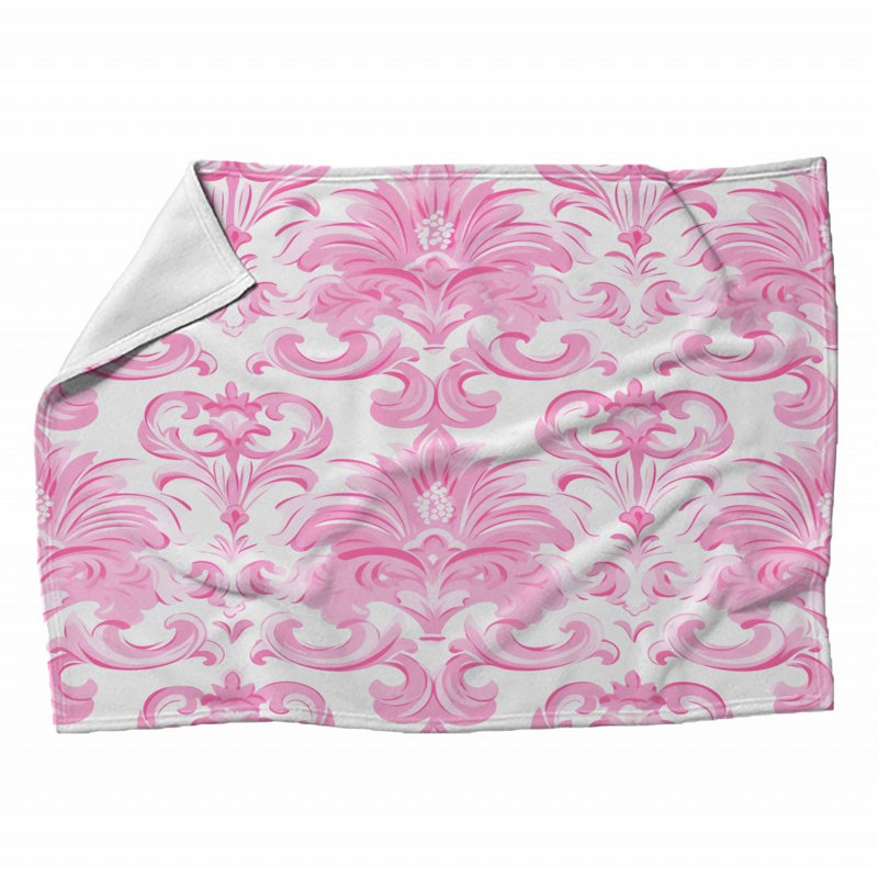 Machine Printed Throw Blanket, Geometric, 80" L x 60" W, Pink/White
