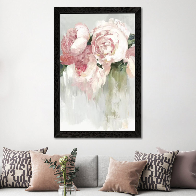 Peonies by Asia Jensen - Print on Canvas, 101.6 cm H x 66.04 cm W, Black Framed