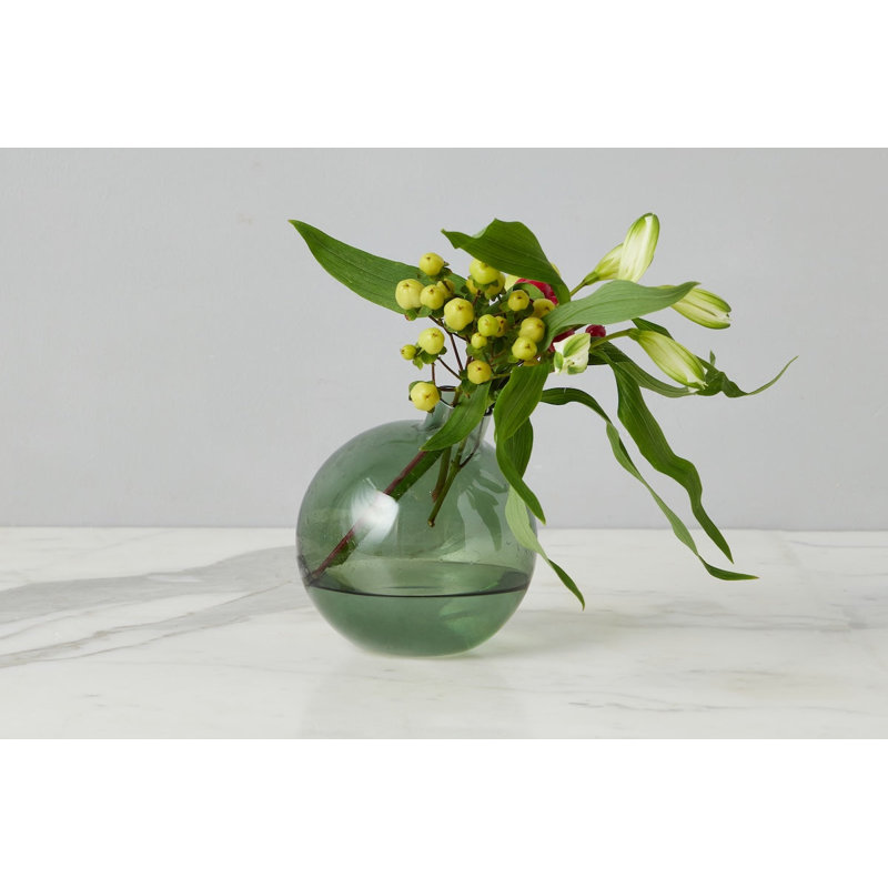 Glass Sphere Bud Vase, Spruce Green