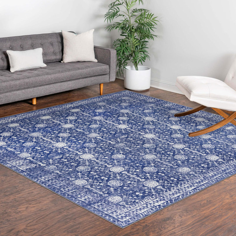 Dymph Chenille Geometric Indoor Rug, Square 7'6"