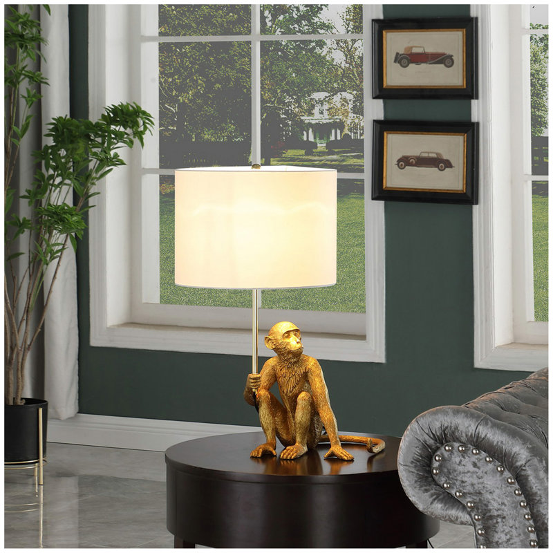25.50" In Golden Monkey Holding Polyresin Table Lamp