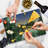 Ambesonne Jurassic Cutting Board Large Size Dinosaur in the Jungle Peach Green Blue